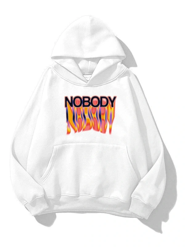 Unisex Nobody Sweatshirt Hoodie Beyaz