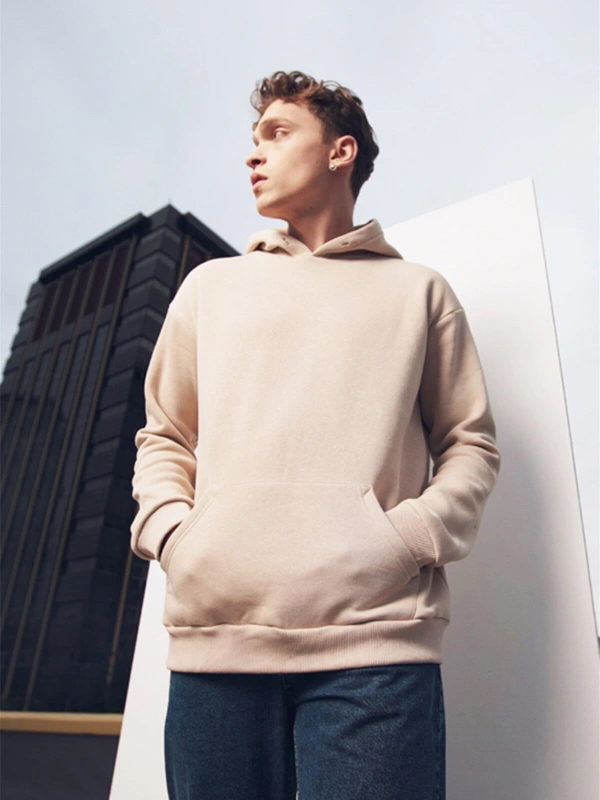 Unisex Oversize Basic Sweatshirt Hoodie Beyaz