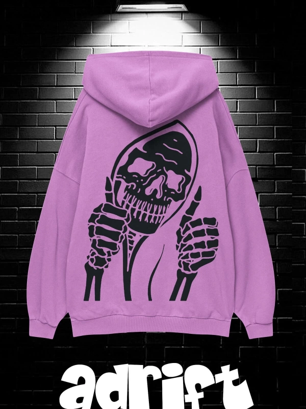 Unisex Oversize Kapüşonlu Kanguru Cepli Stay Positive Test Negative Baskılı Sweatshirt Hoodie
