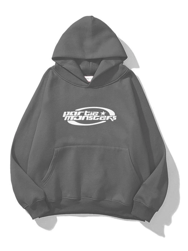 Unisex Partie Monster Sweatshirt Gri