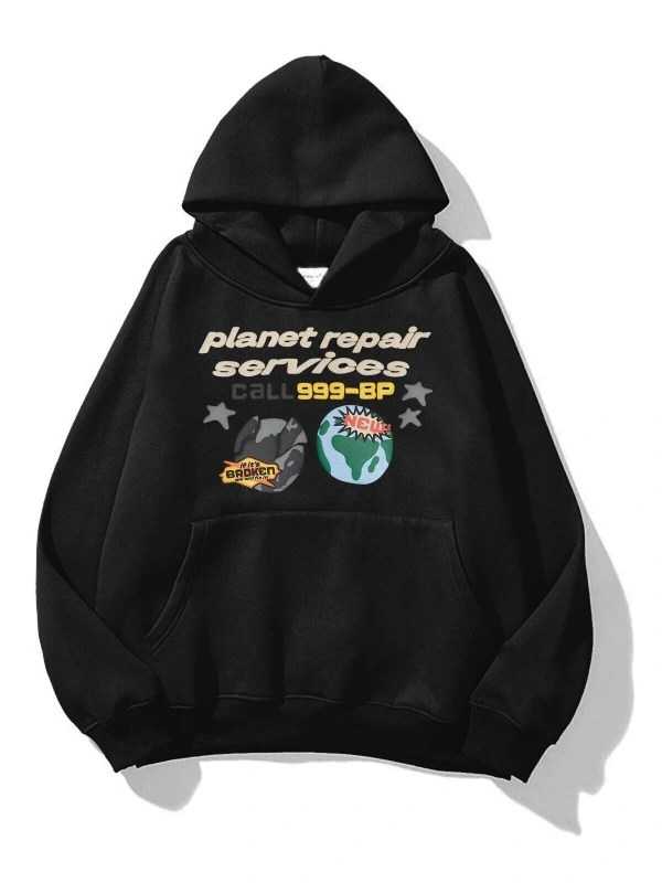 Unisex Planet Repair Sweatshirt Siyah