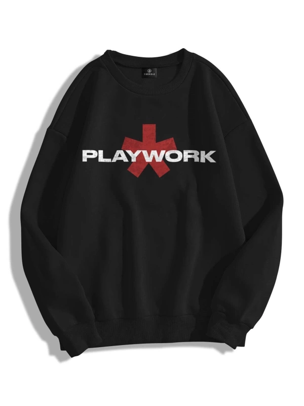 Unisex Playwork Bisiklet Yaka Sweatshirt