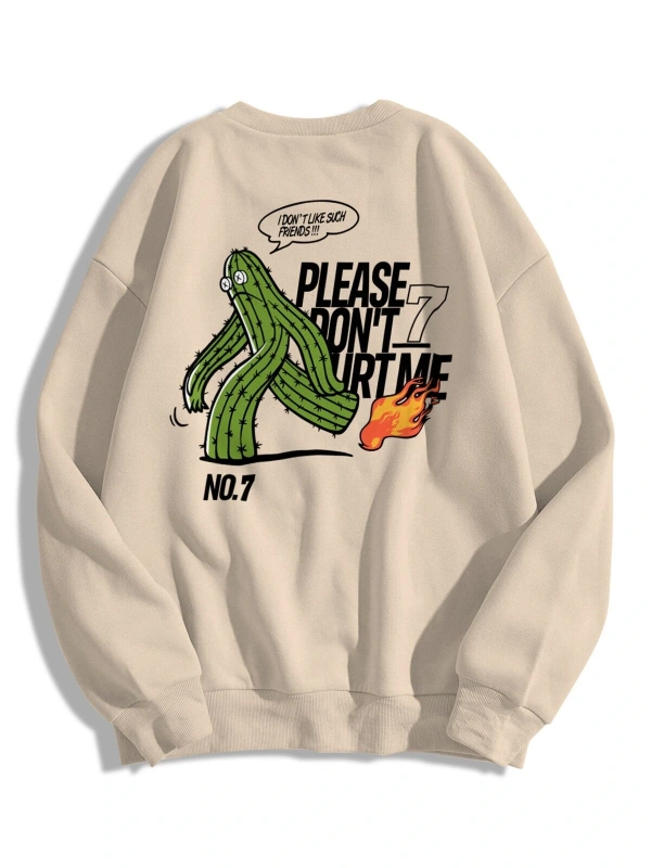 Unisex Please Dont Hurt Me Bisiklet Yaka Sweatshirt Hoodie Gri