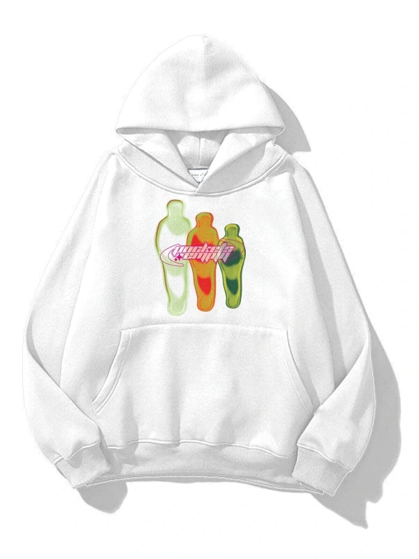 Unisex Pockets Empty Sweatshirt Beyaz