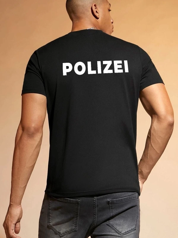 Unisex Polizei Baskılı T-shirt