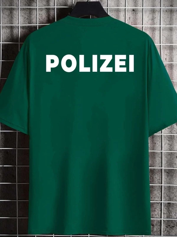 Unisex Polizei Baskılı T-shirt