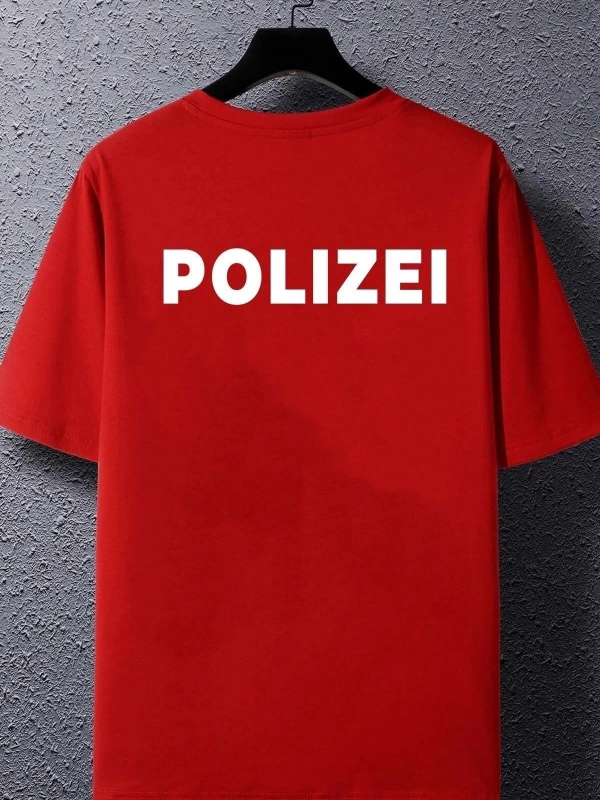 Unisex Polizei Baskılı T-shirt