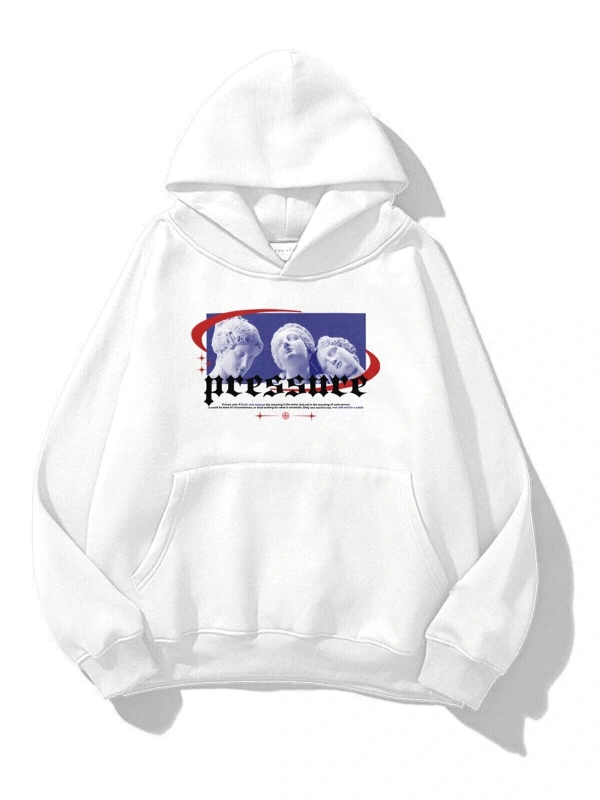 Unisex Pressure Sweatshirt Hoodie Beyaz