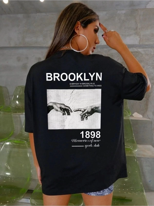 Unisex Rahat Kesim Brooklyn El Oversize T-shirt