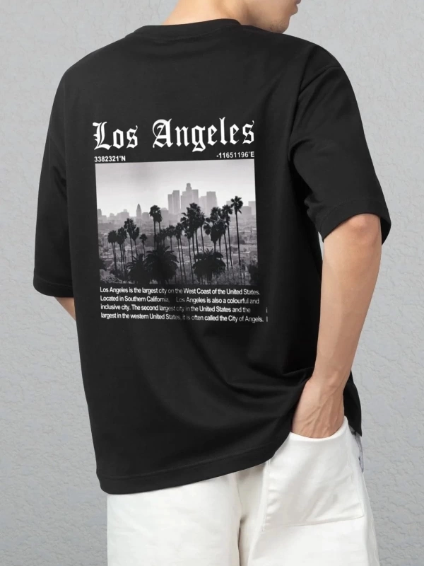 Unisex Rahat Kesim Los Angeles Oversize T-shirt