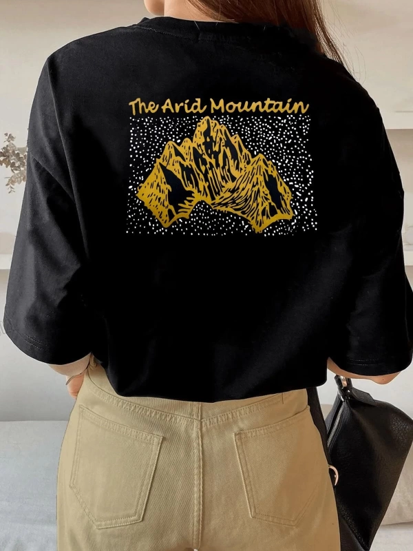 Unisex Rahat Kesim Mountain Oversize T-shirt