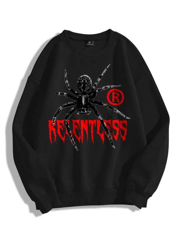 Unisex Relentless Bisiklet Yaka Sweatshirt Hoodie Siyah