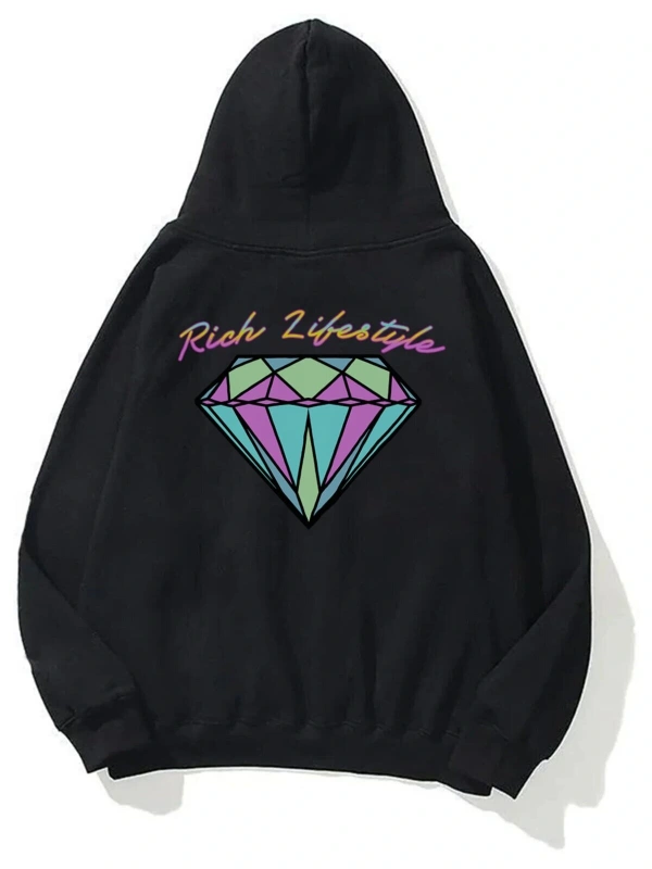 Unisex Rich Lifestyle Sweatshirt Hoodie Siyah