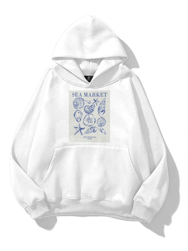 Unisex Sea Market Sweatshirt Beyaz