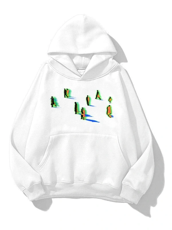 Unisex Shadows Sweatshirt Hoodie Beyaz