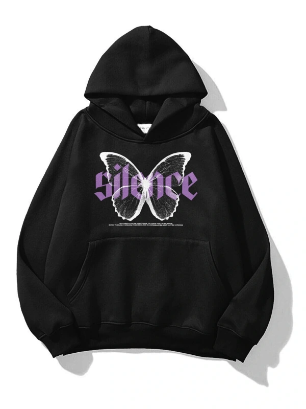 Unisex Silence Sweatshirt Hoodie Siyah