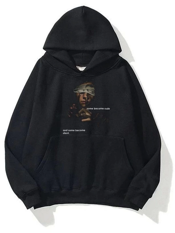 Unisex Silent Sweatshirt Hoodie Siyah