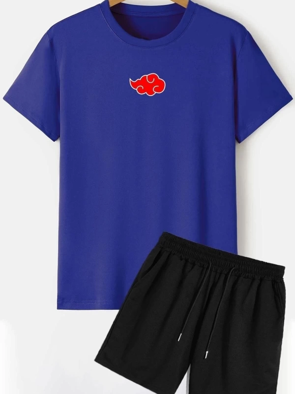 Unisex Sırt Baskılı Şort T-shirt Eşofman Takımı TSH-BULUT-SHRT-DÜZ