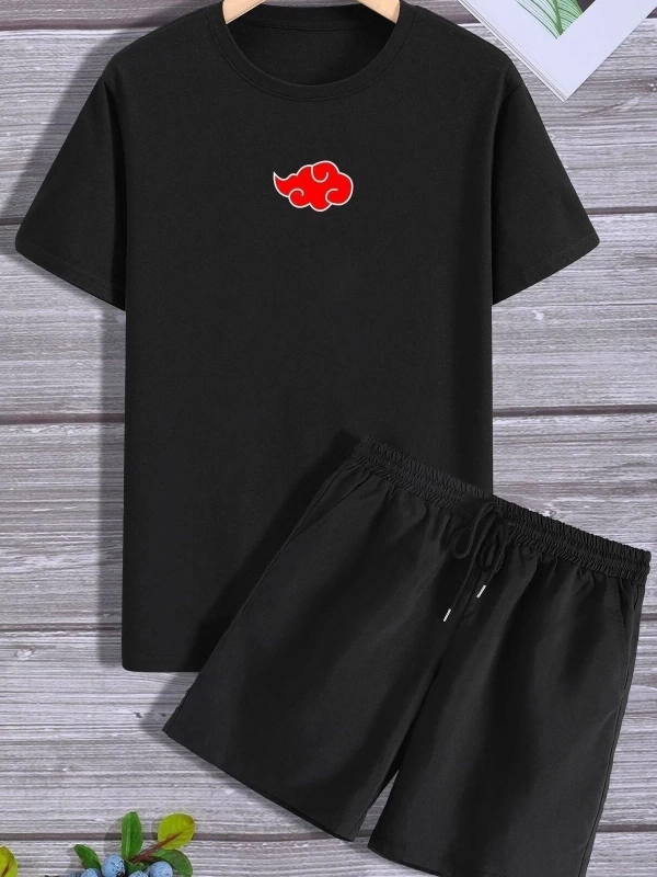 Unisex Sırt Baskılı Şort T-shirt Eşofman Takımı TSH-BULUT-SHRT-DÜZ
