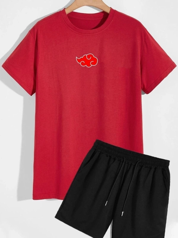 Unisex Sırt Baskılı Şort T-shirt Eşofman Takımı TSH-BULUT-SHRT-DÜZ