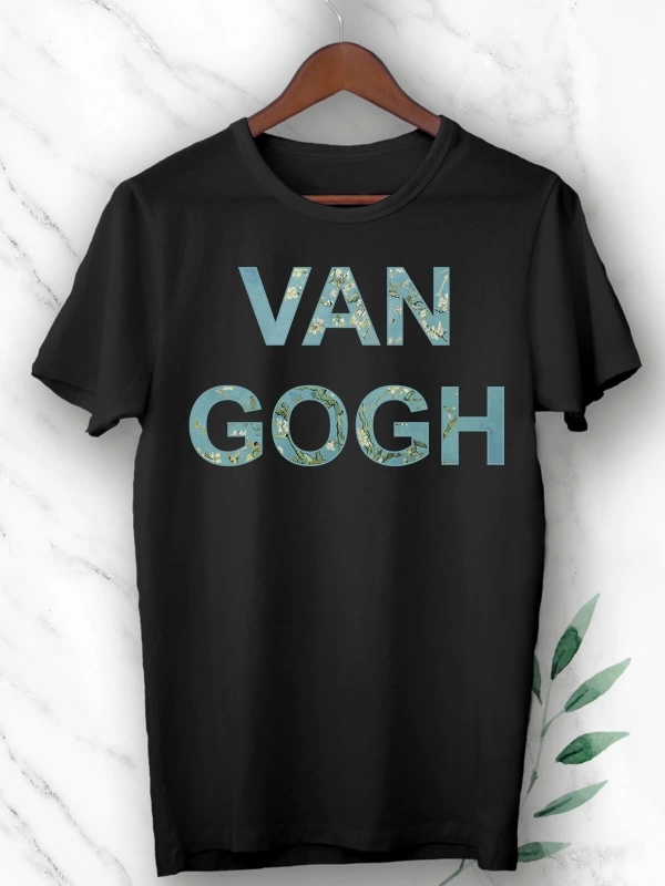 Unısex Siyah Art Van Gogh Baskılı Tişört