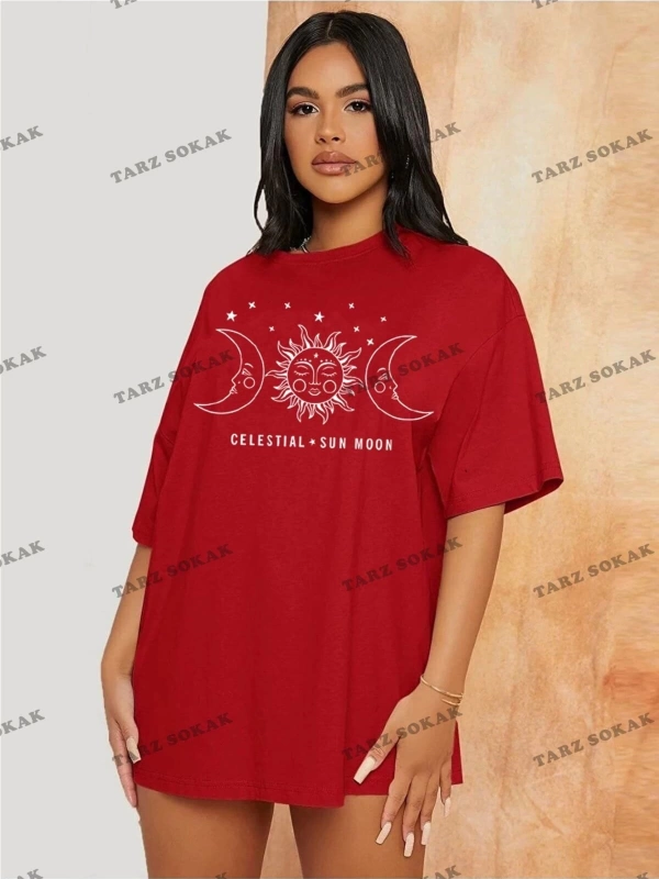 Unisex Siyah-Beyaz Baskılı 2 Farklı Renk Oversize Boyfriend