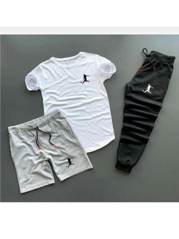 Unisex Siyah Beyaz Gri Futbolcu Baskılı 3lü Kombin Takım Kombintakım011