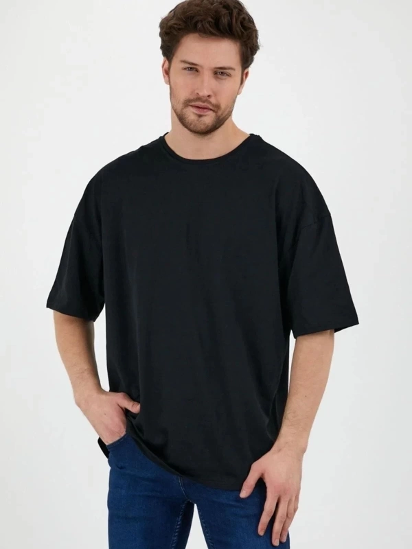Unisex Siyah Unisex Bol Kesim Oversize Tshirt