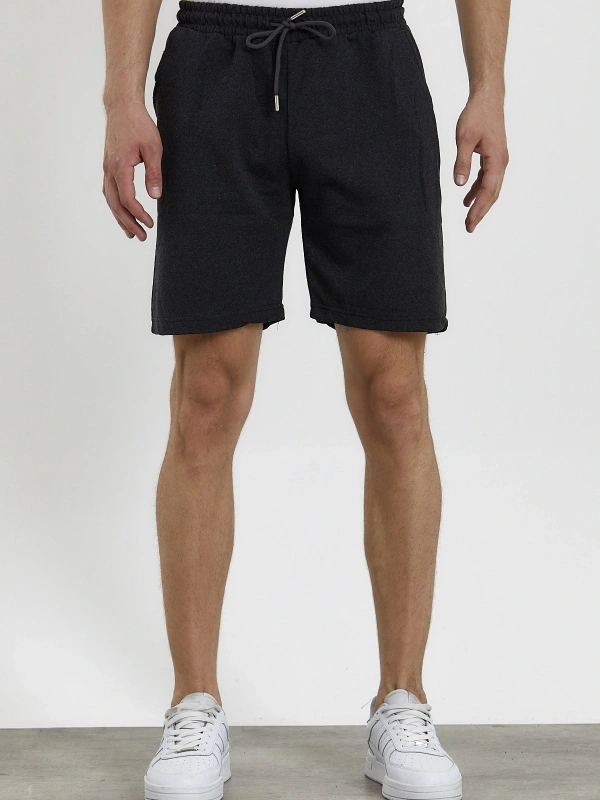 Unisex Slim Fitt Antrasit 2 Iplik Yazlık Ince Spor Şort