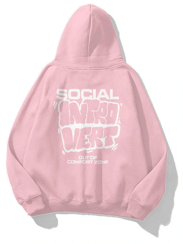 Unisex Social Introvert Sweatshirt Hoodie Pembe