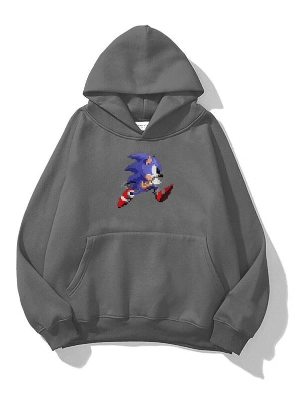 Unisex Sonic Sweatshirt Hoodie Gri