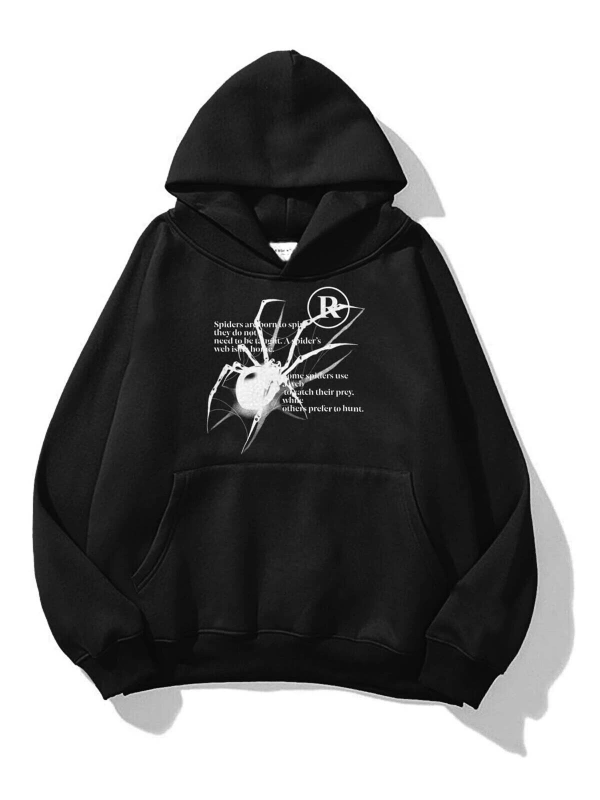 Unisex Spider R Sweatshirt Hoodie Siyah