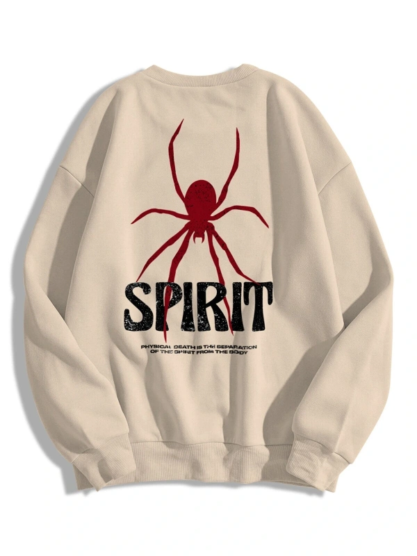 Unisex Spirit Bisiklet Yaka Sweatshirt Hoodie Gri
