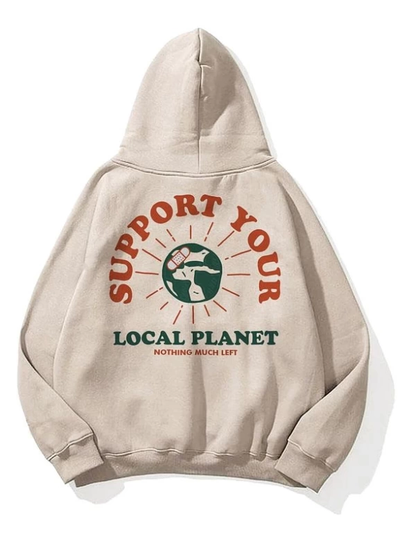 Unisex Support Your Planet Sweatshirt Hoodie Gri