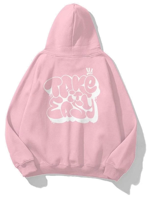 Unisex Take It Easy Sweatshirt Hoodie Pembe