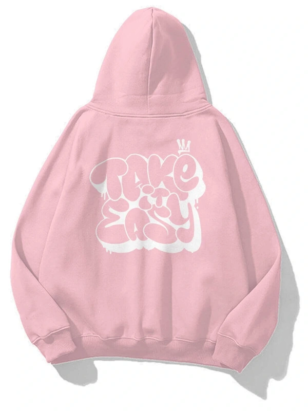 Unisex Take It Easy Sweatshirt Hoodie Pembe