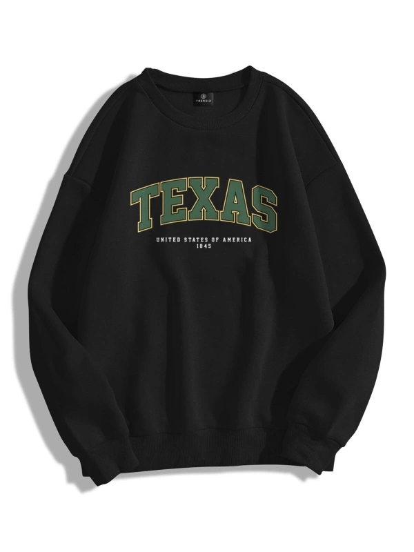 Unisex Texas Bisiklet Yaka Sweatshirt
