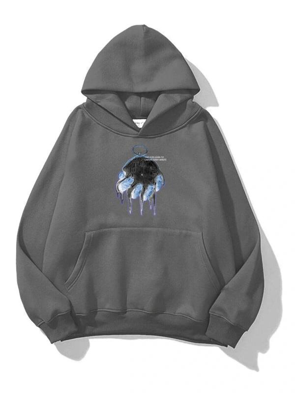 Unisex Time Flies Sweatshirt Hoodie Gri