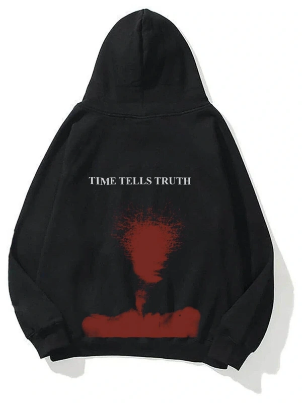 Unisex Time Tells Truth Sweatshirt Hoodie Siyah