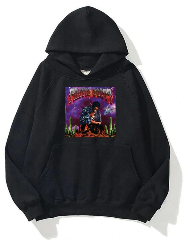 Unisex Travis Scott Cactus Siyah Sweatshirt