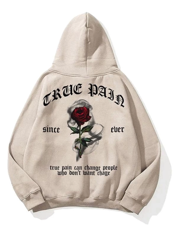 Unisex True Pain Sweatshirt Hoodie Gri