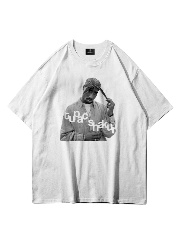 Unisex Tupac Shakur Tshirt Beyaz