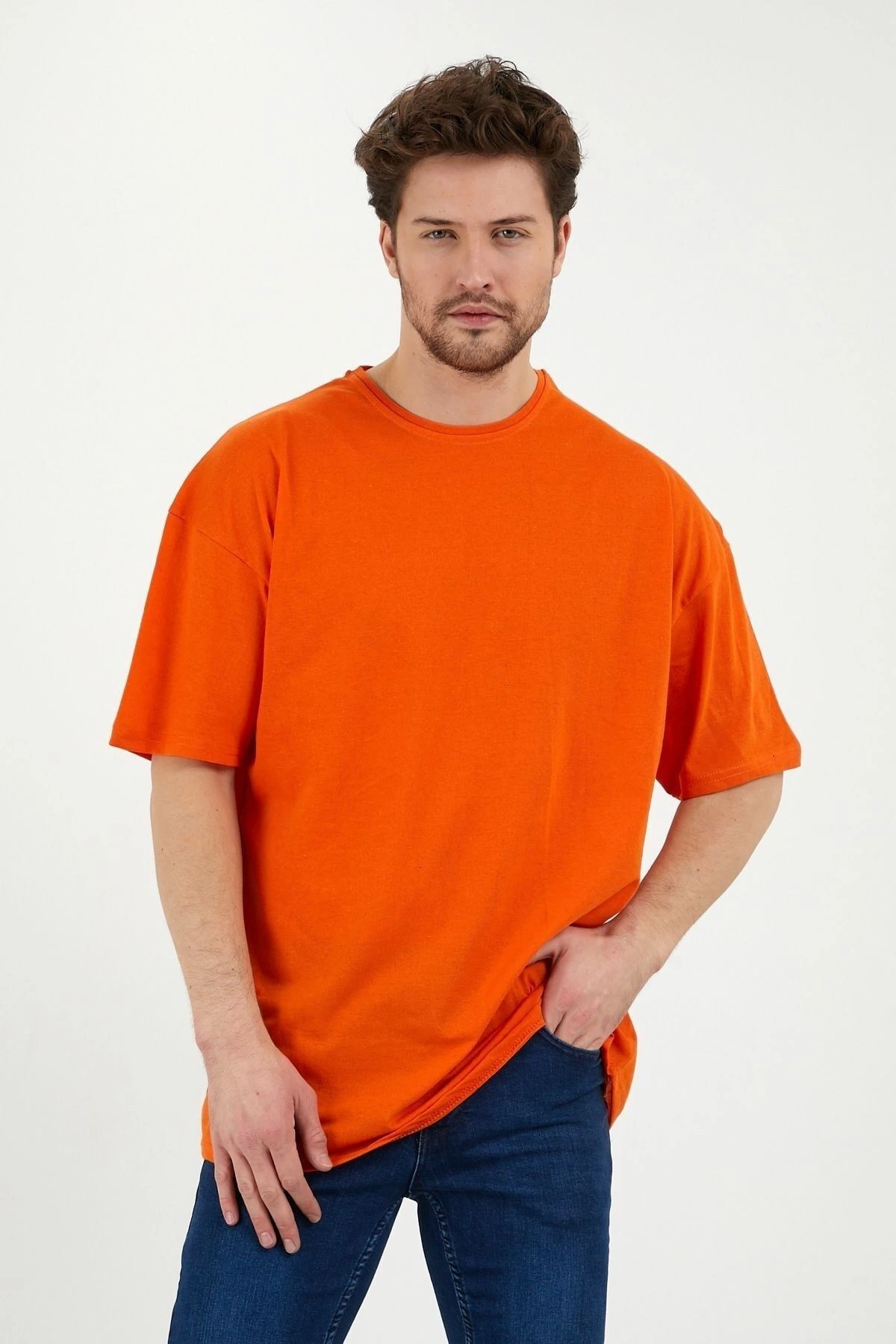 Unisex Turuncu Bol Kesim Oversize Tshirt