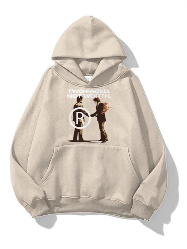 Unisex Two Faced Sweatshirt Hoodie Gri