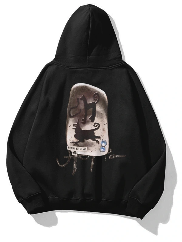 Unisex Utopia Ancient Inscriptions Travis Scott Sweatshirt Hoodie Siyah