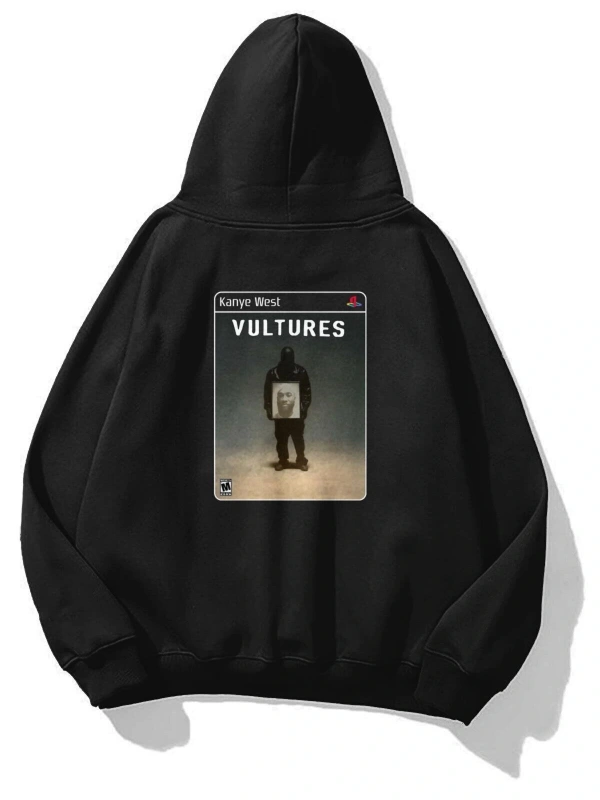 Unisex Vultures Kanye PS2 Sweatshirt Siyah
