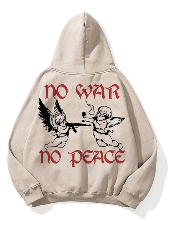 Unisex War Peace Sweatshirt Hoodie Gri