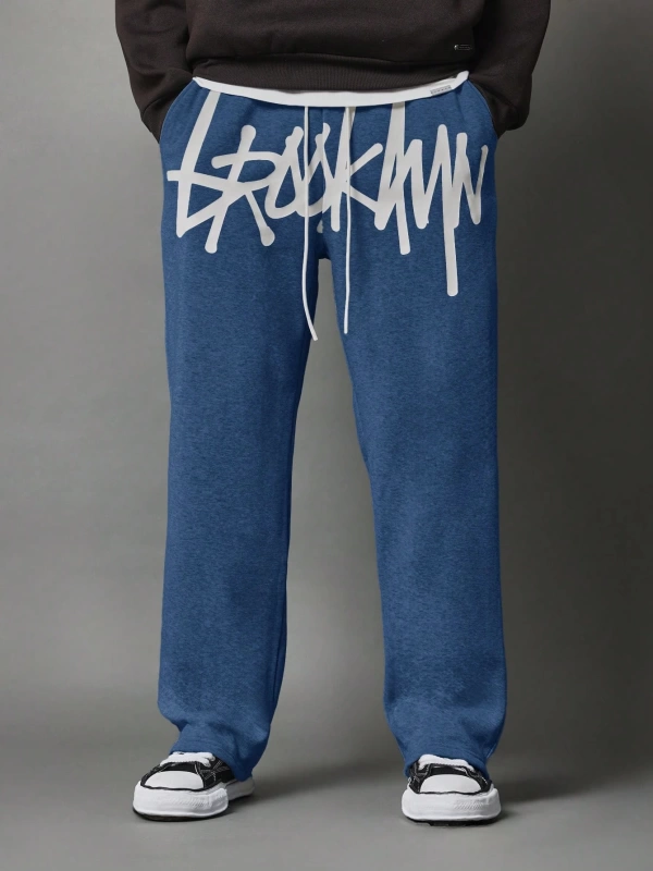 Urban Streetwear Skater Fit Eşofman Altı Graffiti Logo Baskılı, Elastik Bel Jogger Tar