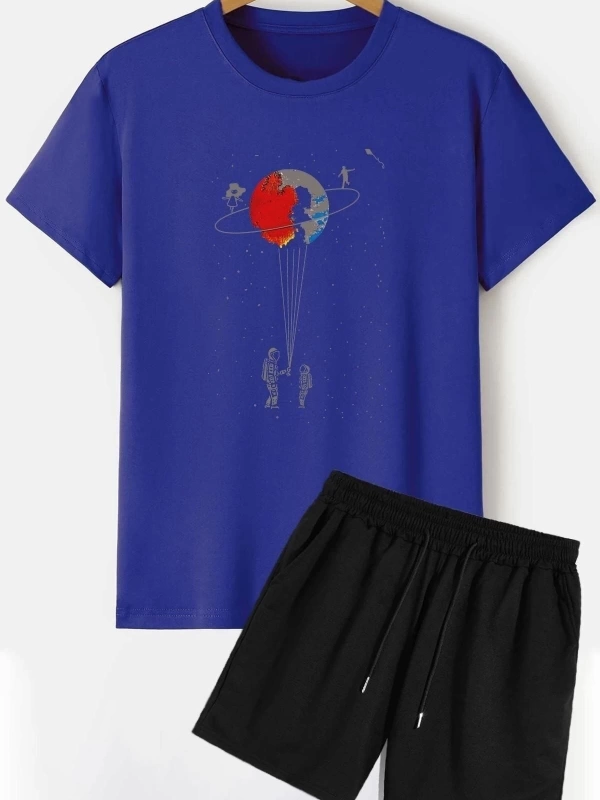 Uzay Temalı Şort T-shirt Eşofman Takımı Renklısaturn