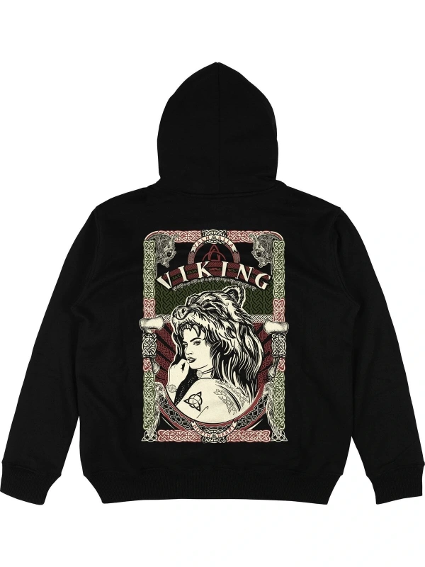 Viking Siyah Oversize Unisex Kapüşonlu Sweatshirt Hoodie